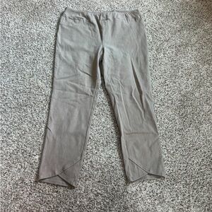 Slim-Sation by Multiples Stretch Pants Taupe Pull-On Skinny Ankle 14